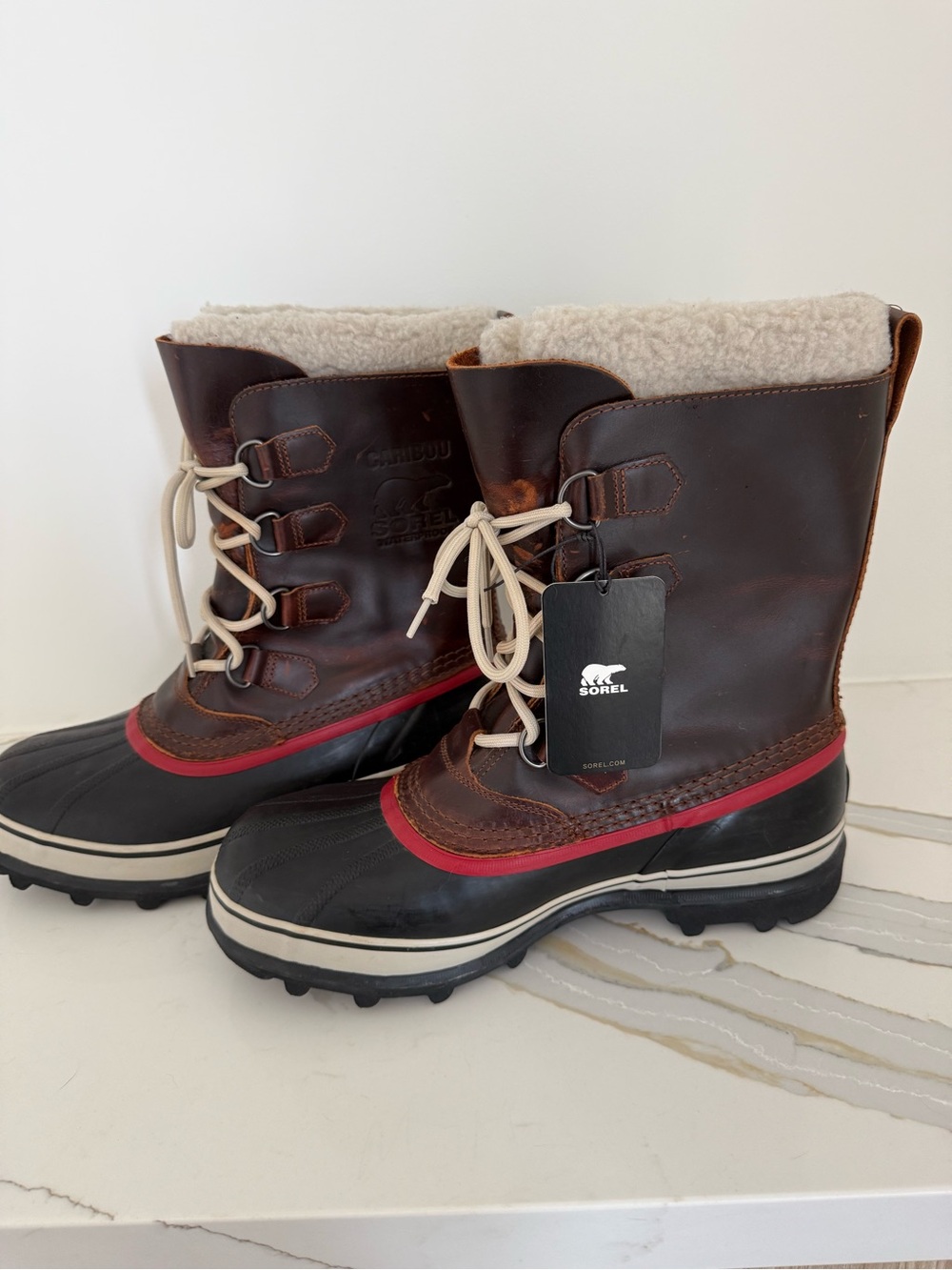 NWT Sorel Men’s Brown, Black & Red Waterproof Winter Boots